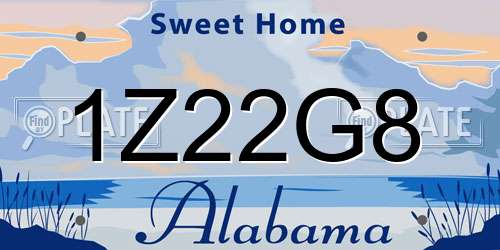 1Z22G8 Alabama License Plate
