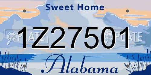 1Z27501 Alabama License Plate