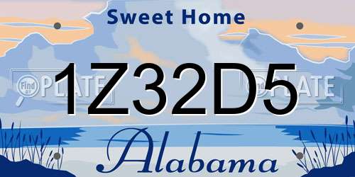 1Z32D5 Alabama License Plate