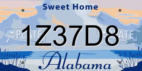 1Z37D8 Alabama License Plate