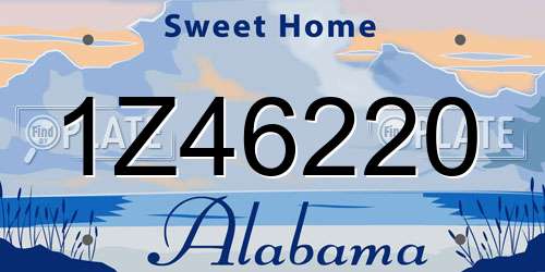 1Z46220 Alabama License Plate