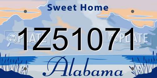 1Z51071 Alabama License Plate