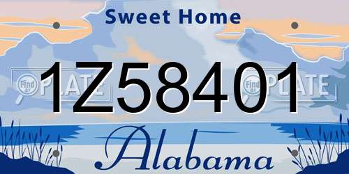 1Z58401 Alabama License Plate