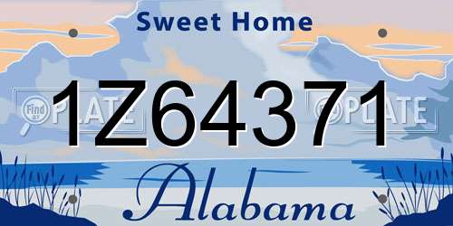 1Z64371 Alabama License Plate