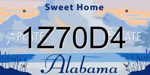 1Z70D4 Alabama License Plate