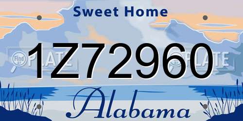 1Z72960 Alabama License Plate