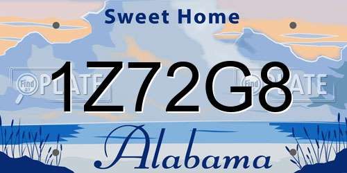 1Z72G8 Alabama License Plate