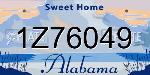 1Z76049 Alabama License Plate