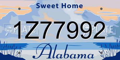 1Z77992 Alabama License Plate