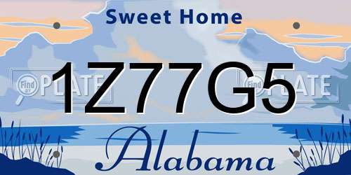 1Z77G5 Alabama License Plate