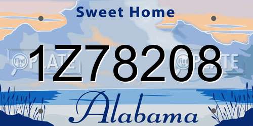 1Z78208 Alabama License Plate