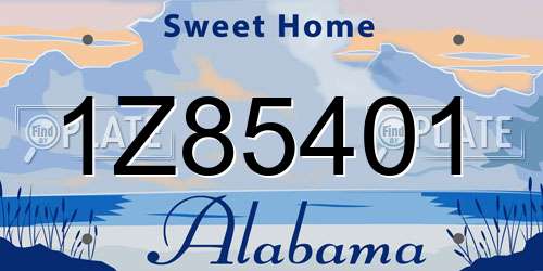 1Z85401 Alabama License Plate