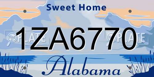 1ZA6770 Alabama License Plate
