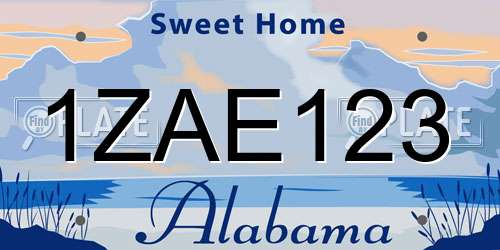 1ZAE123 Alabama License Plate