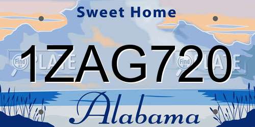 1ZAG720 Alabama License Plate