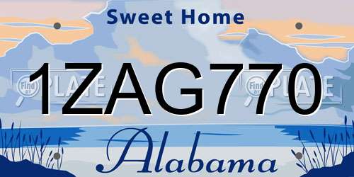 1ZAG770 Alabama License Plate