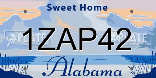 1ZAP42 Alabama License Plate