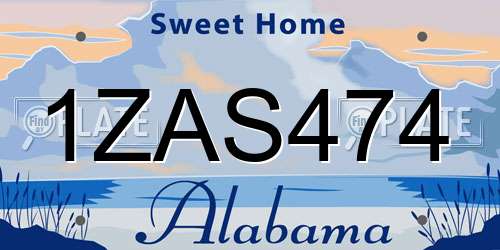 1ZAS474 Alabama License Plate