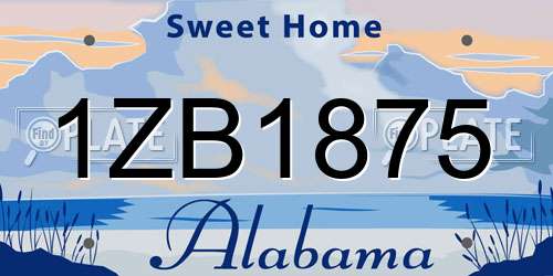 1ZB1875 Alabama License Plate