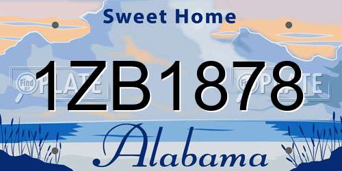 1ZB1878 Alabama License Plate