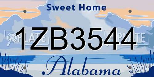 1ZB3544 Alabama License Plate