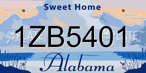 1ZB5401 Alabama License Plate