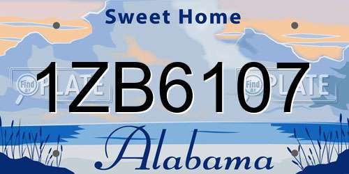 1ZB6107 Alabama License Plate