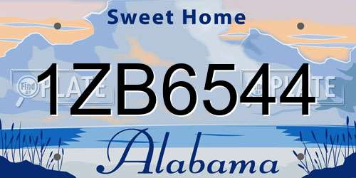 1ZB6544 Alabama License Plate