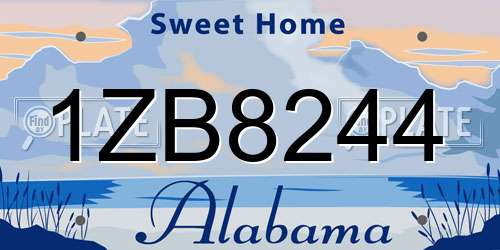 1ZB8244 Alabama License Plate