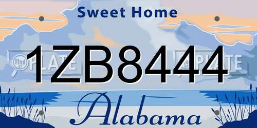 1ZB8444 Alabama License Plate