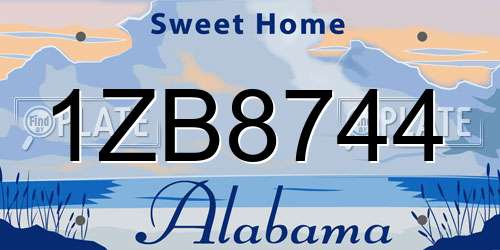 1ZB8744 Alabama License Plate