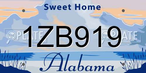 1ZB919 Alabama License Plate