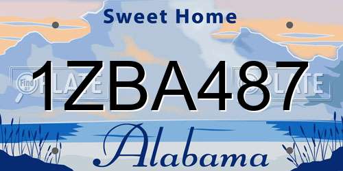 1ZBA487 Alabama License Plate