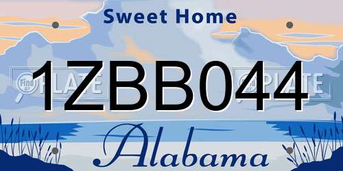 1ZBB044 Alabama License Plate