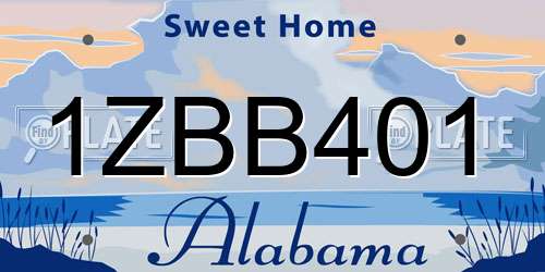 1ZBB401 Alabama License Plate