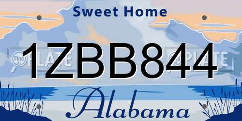 1ZBB844 Alabama License Plate