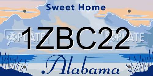 1ZBC22 Alabama License Plate