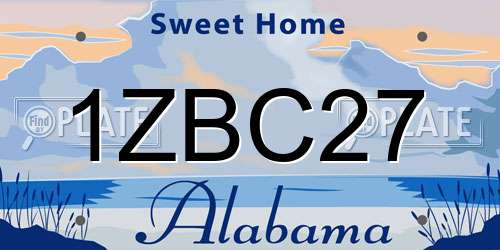 1ZBC27 Alabama License Plate