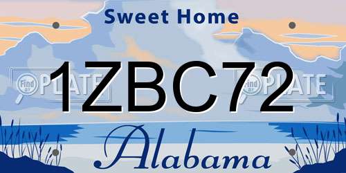 1ZBC72 Alabama License Plate