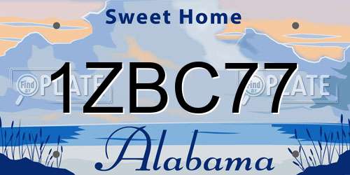 1ZBC77 Alabama License Plate
