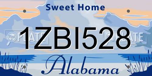 1ZBI528 Alabama License Plate