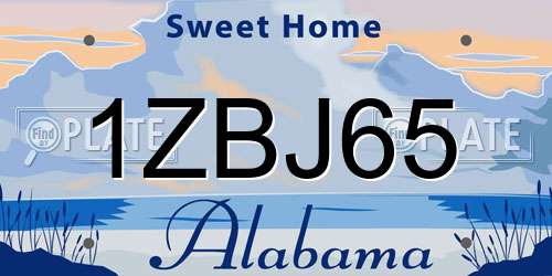 1ZBJ65 Alabama License Plate