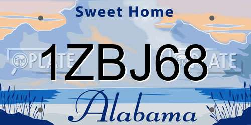 1ZBJ68 Alabama License Plate