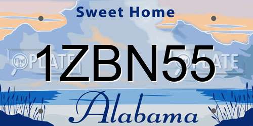 1ZBN55 Alabama License Plate