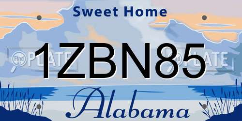 1ZBN85 Alabama License Plate