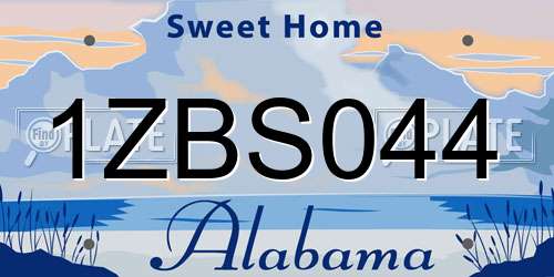 1ZBS044 Alabama License Plate