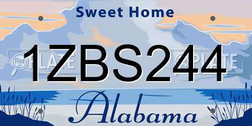 1ZBS244 Alabama License Plate