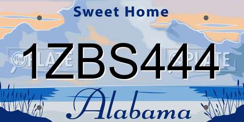 1ZBS444 Alabama License Plate