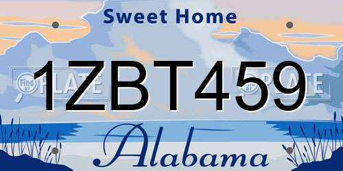 1ZBT459 Alabama License Plate