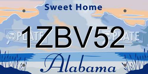 1ZBV52 Alabama License Plate